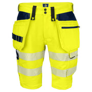 Projob 6575 Signalisatie Stretchshort Met Spijkerzakken En Iso 20471 Klasse 2/1 Geel Marine
