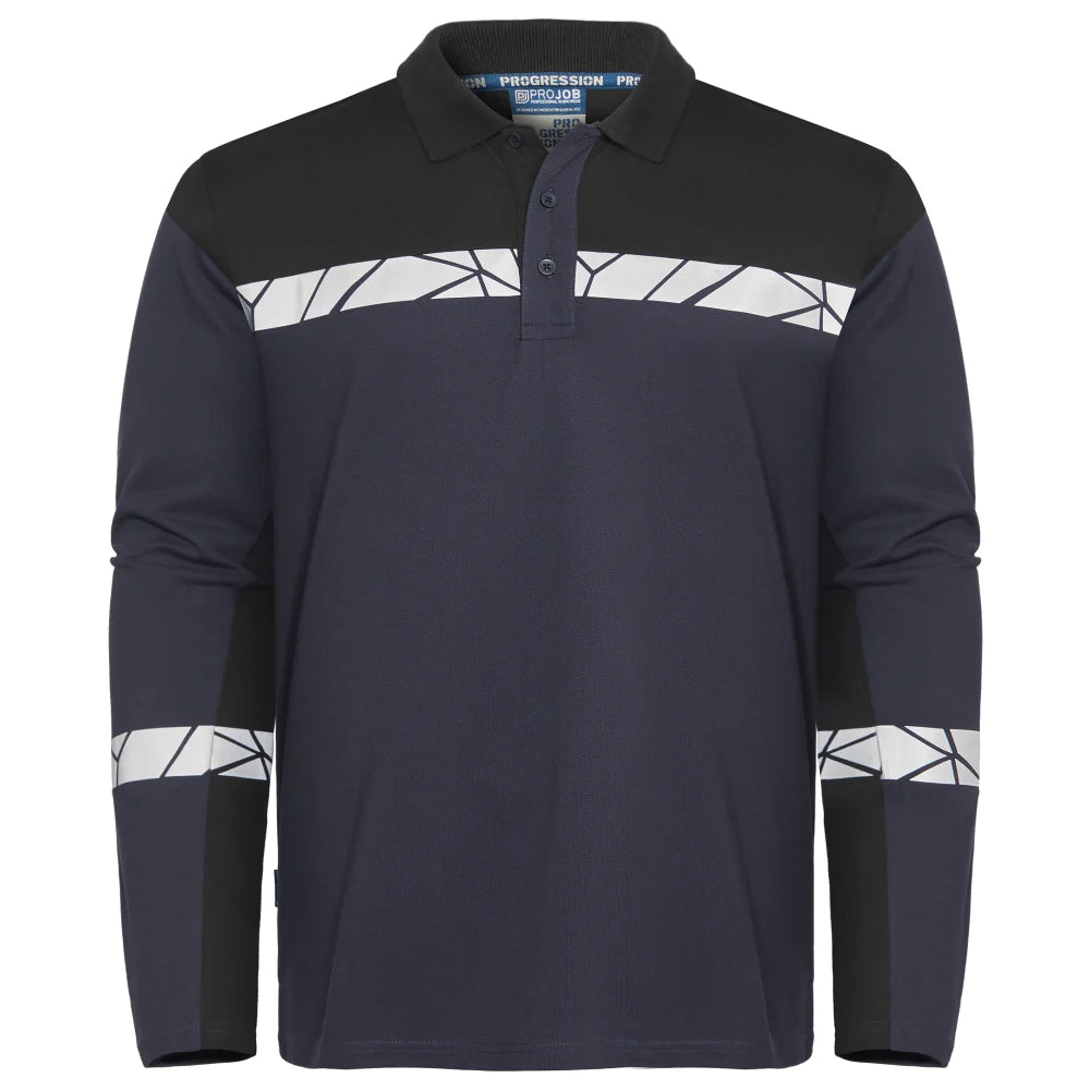 Projob 7004 Polo Lange Mouwen Marine Zwart