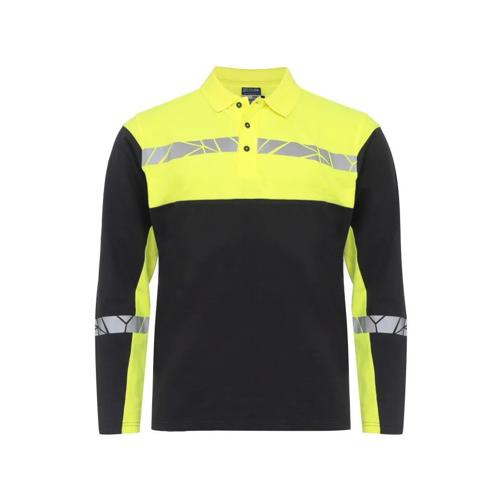 Projob 7004 Polo Lange Mouwen Zwart Geel