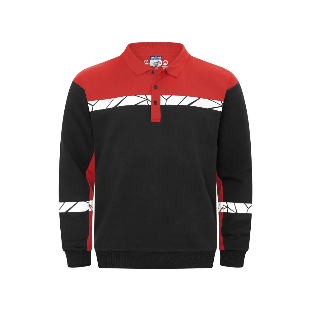 Projob 7100 Polosweater Zwart Rood