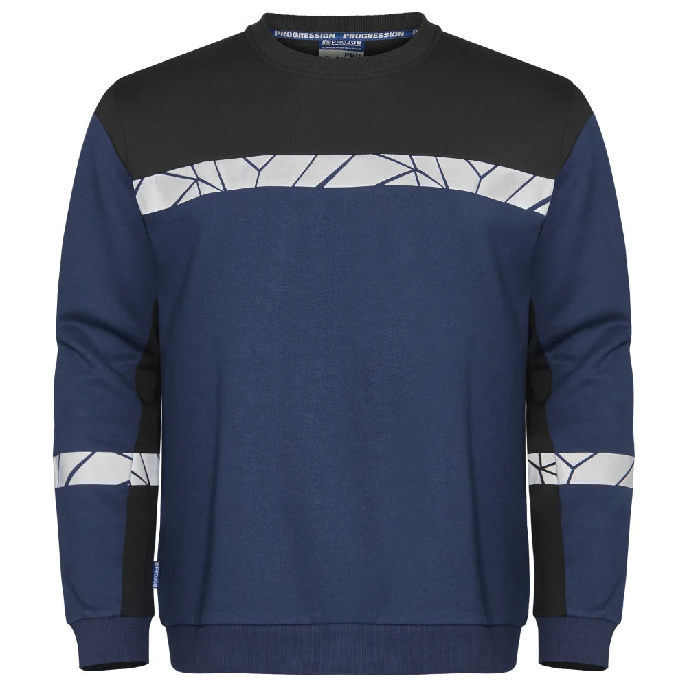 Projob 7101 Sweater Ronde Hals Marine Zwart