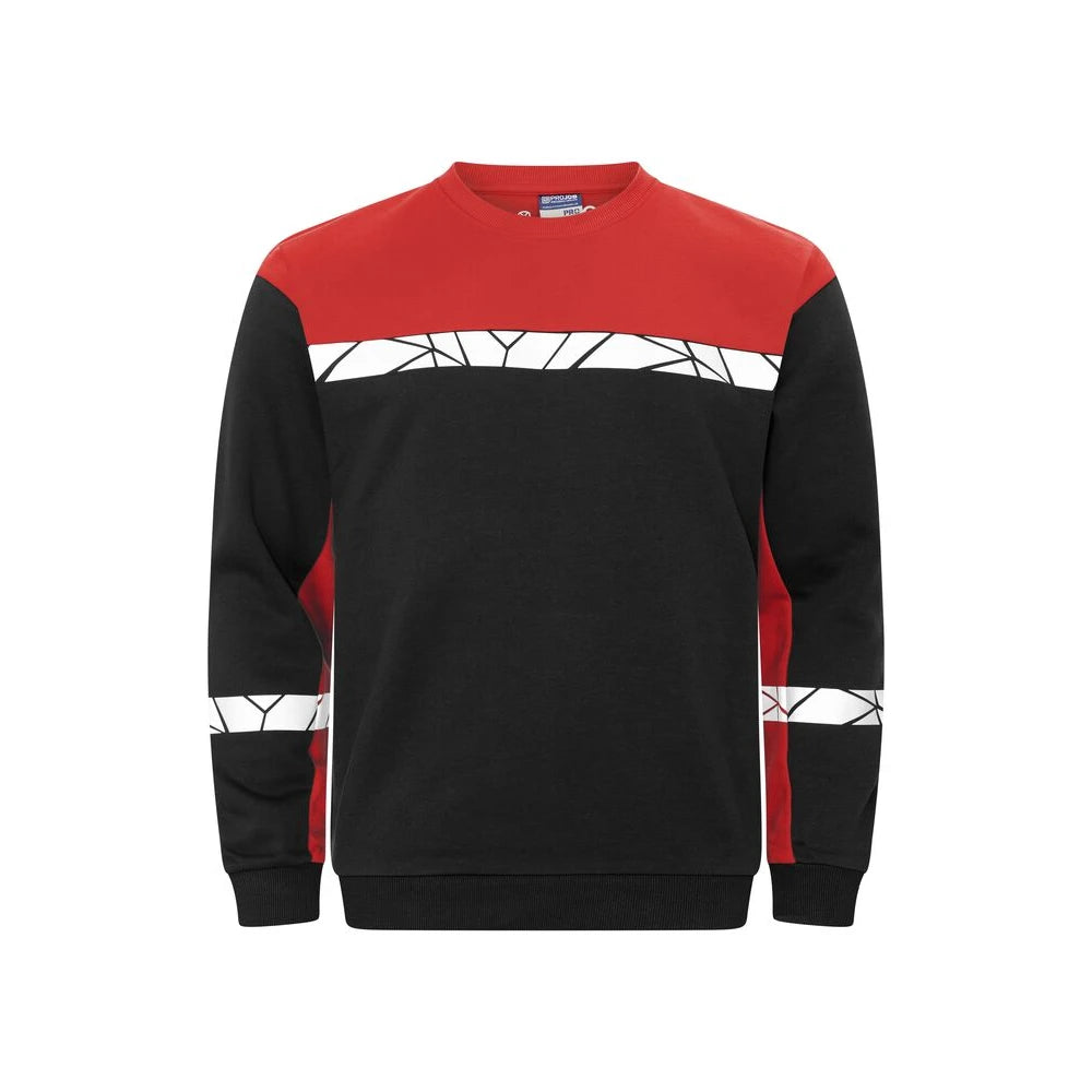 Projob 7101 Sweater Ronde Hals Zwart Rood