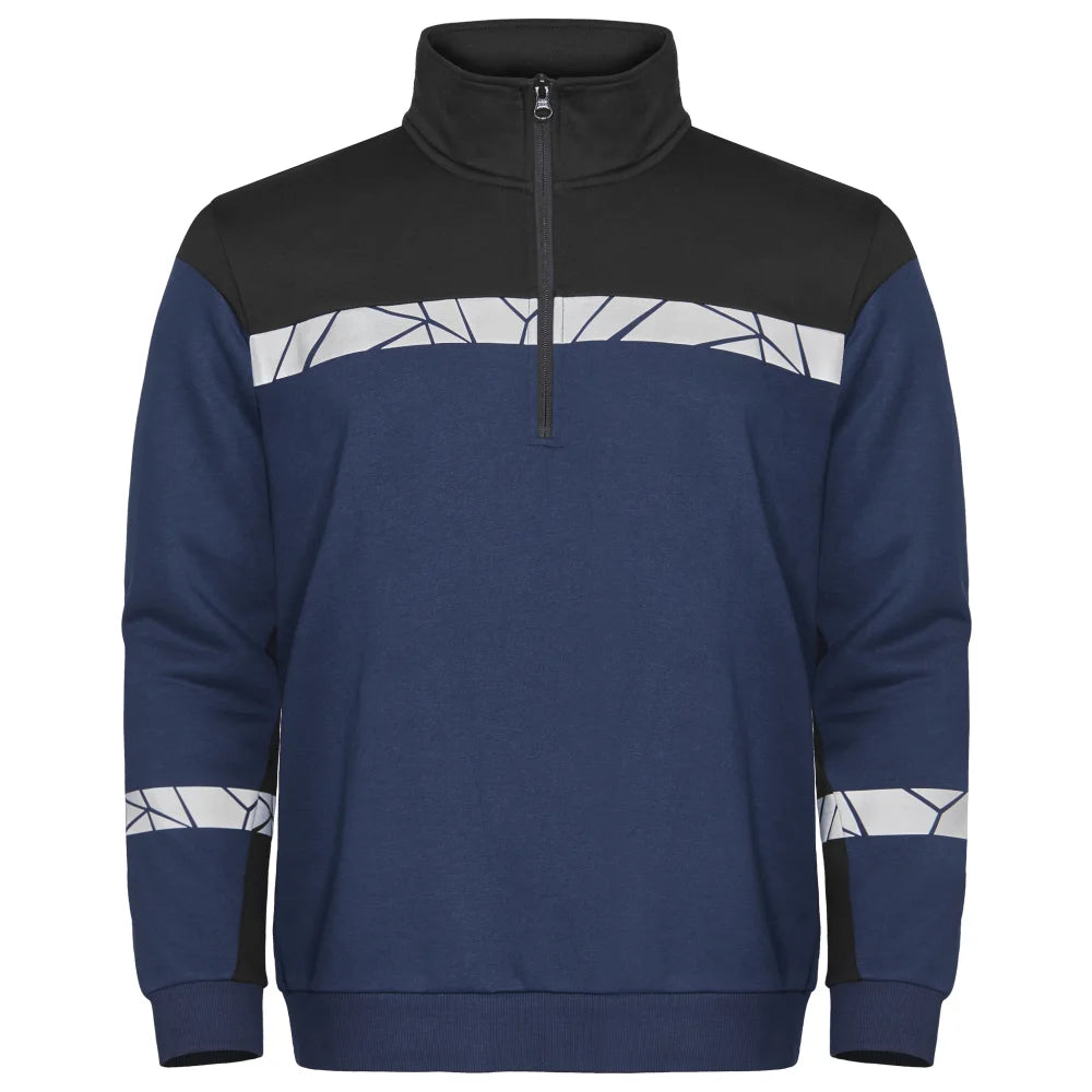 Projob 7102 Sweater Halve Ritssluiting Marine Zwart
