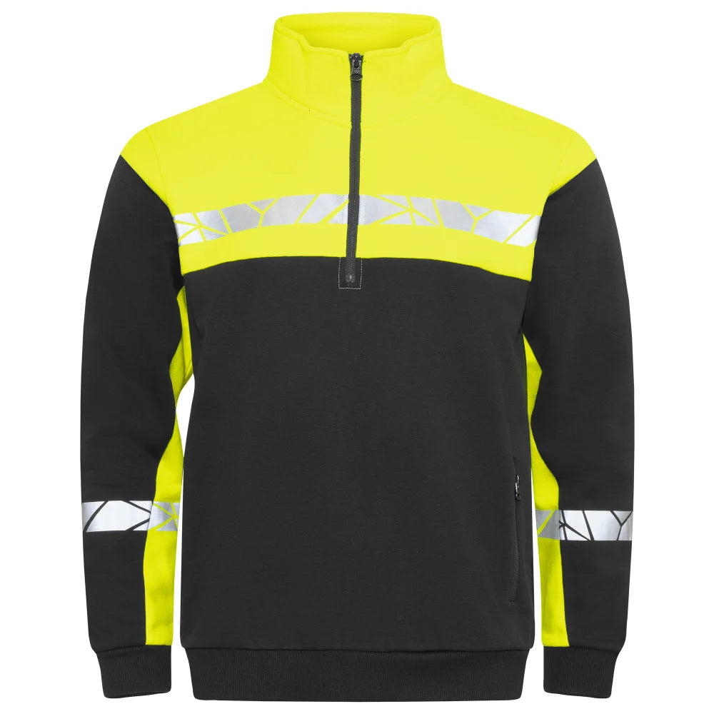 Projob 7102 Sweater Halve Ritssluiting Zwart Geel