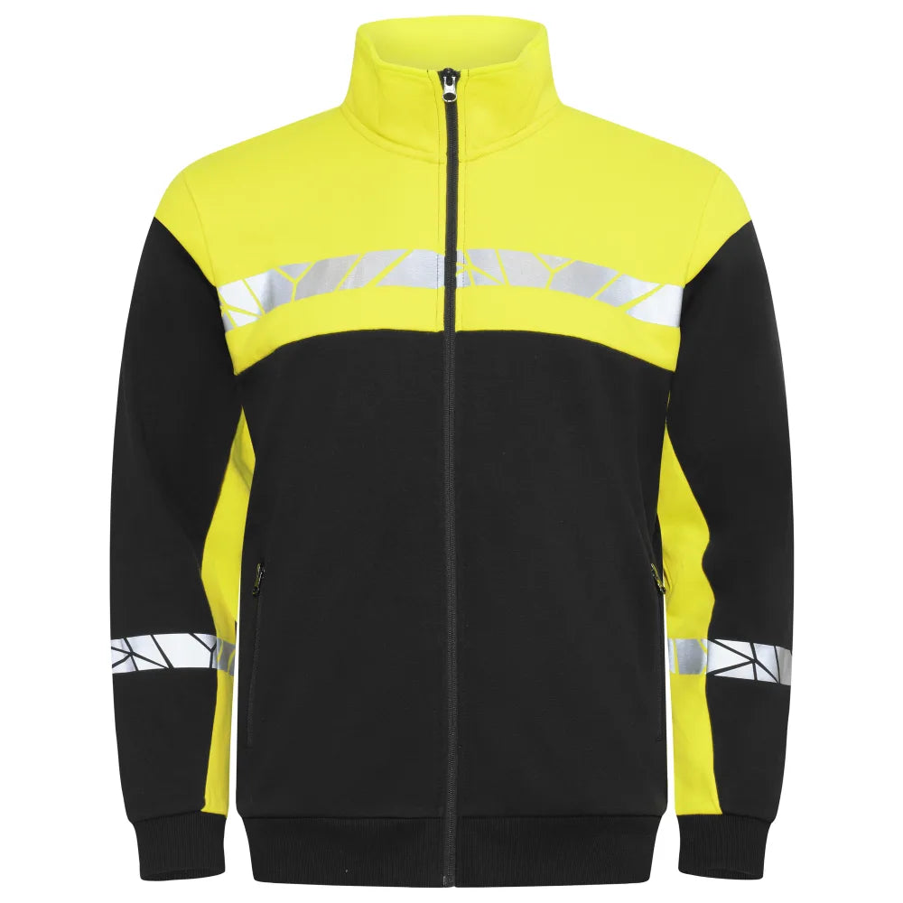 Projob 7103 Sweater Met Volledige Ritssluiting Zwart Geel