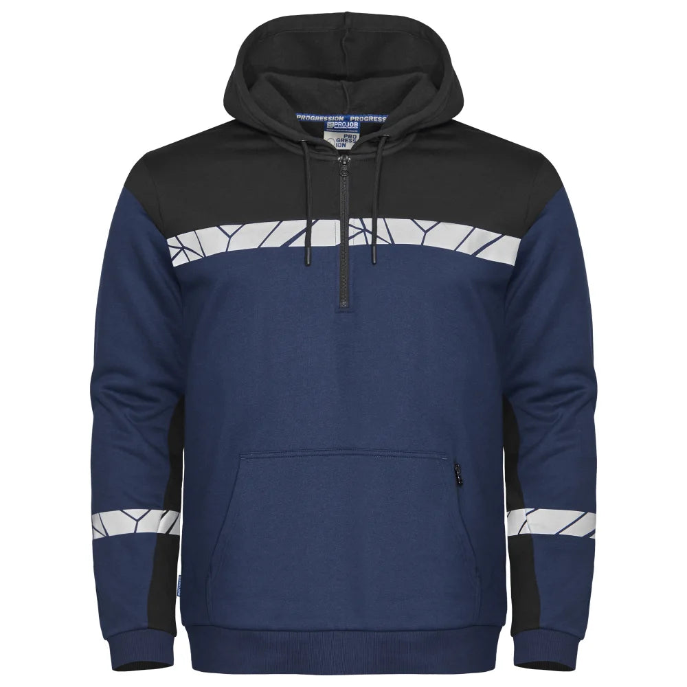 Projob 7104 Hoodie Met Halve Ritssluiting Marine Zwart