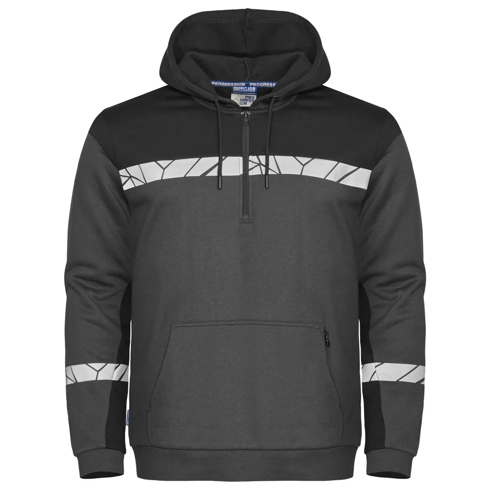 Projob 7104 Hoodie Met Halve Ritssluiting Grijs Zwart
