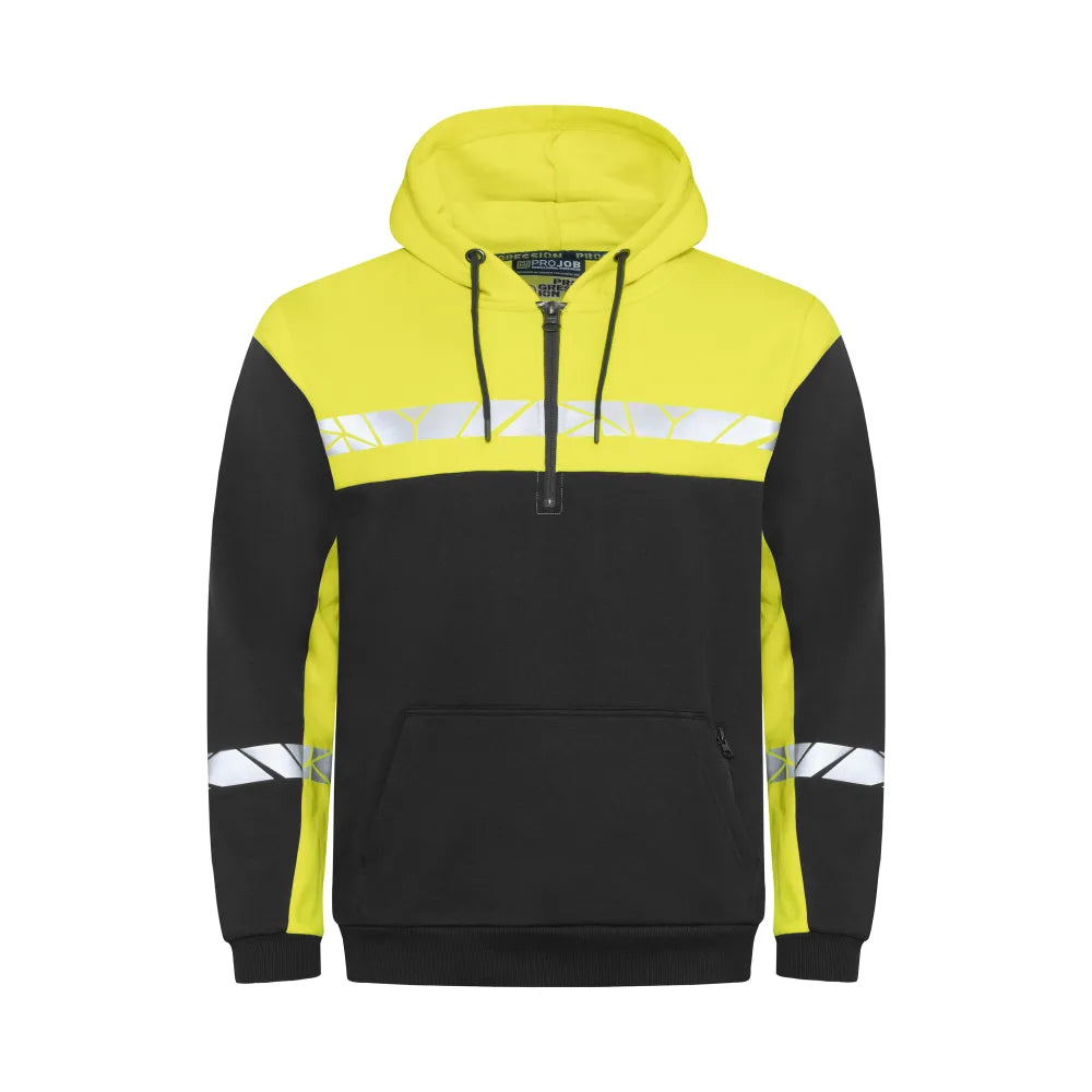 Projob 7104 Hoodie Met Halve Ritssluiting Zwart Geel