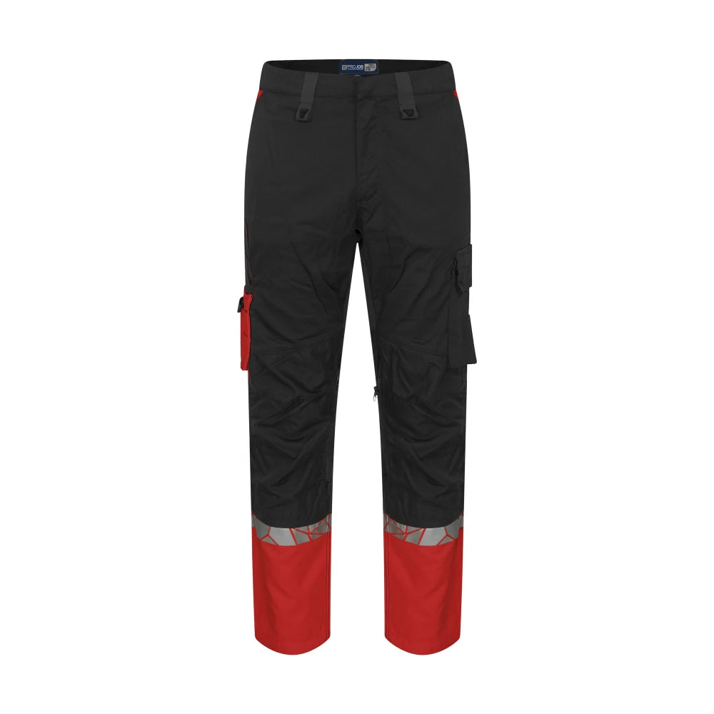 Projob 7508 Stretchbroek Met Kniezakken Zwart Rood