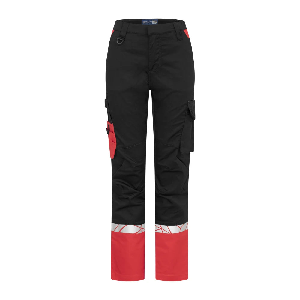 Projob 7511 Stretchbroek Zonder Kniezakken Dames Zwart Rood