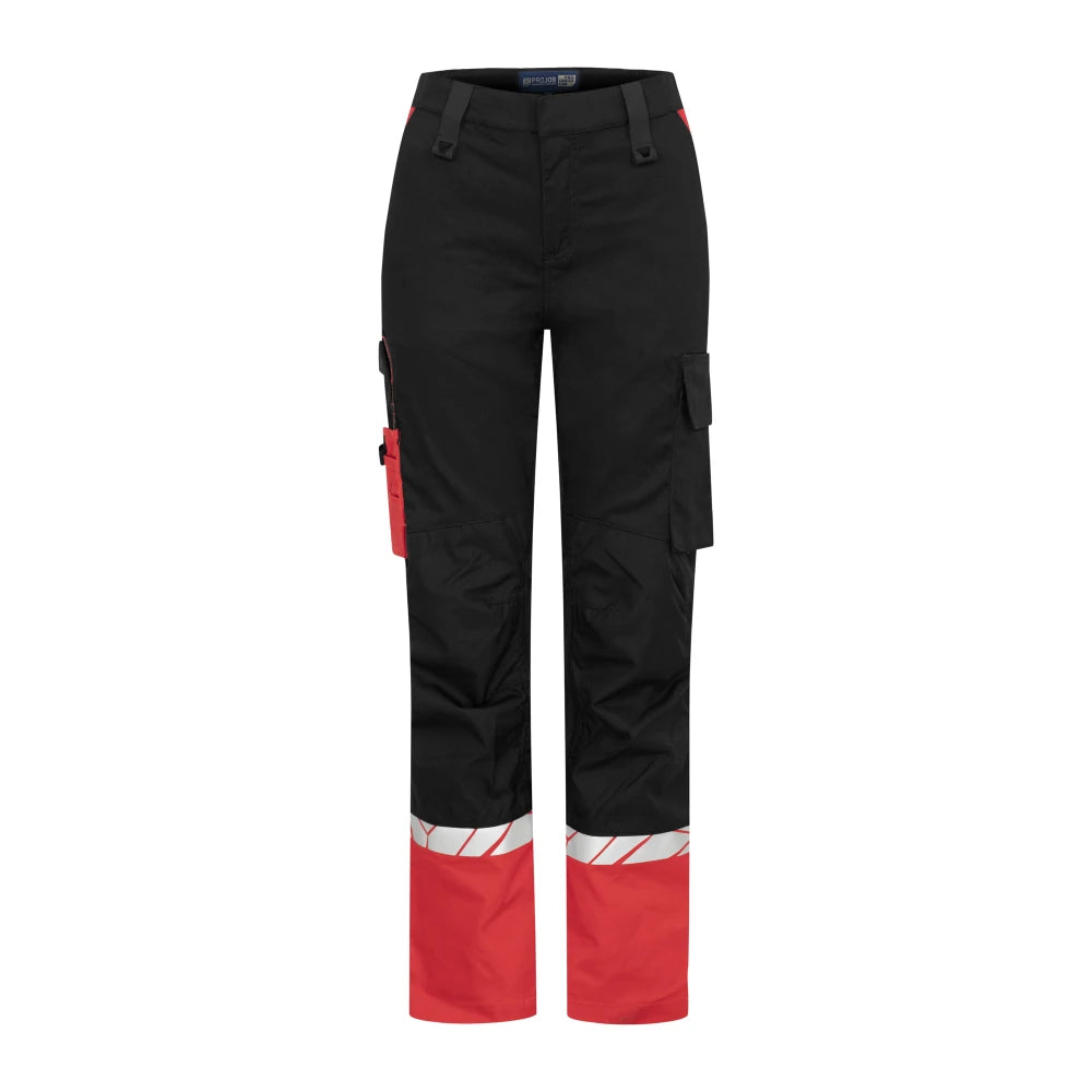 Projob 7512 Stretchbroek Met Kniezakken Dames Zwart Rood
