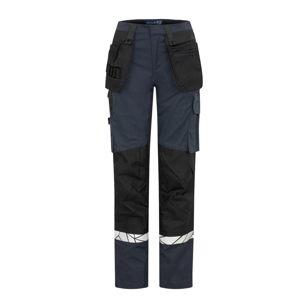 Projob 7513 Stretchbroek Met Kniezakken En Spijkerzakken Dames Marine Zwart