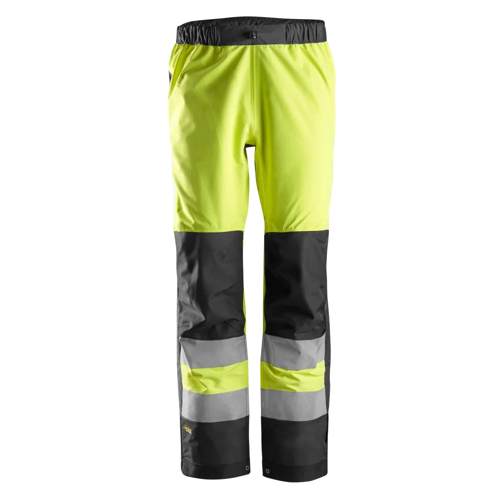 Snickers 6530 High-Vis Waterdichte Shellwerkbroek Klasse 2 6604 High Visibility Yellow Black