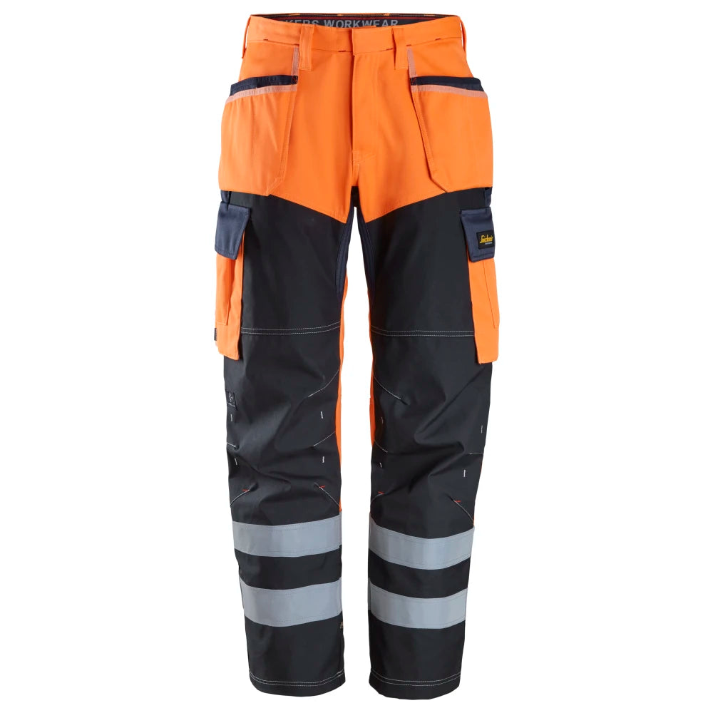 Snickers 6562 Protecwork High-Vis Klasse 1 Werkbroek Met Verstevigd Voorbeen 5595 High Visibility Orange Navy