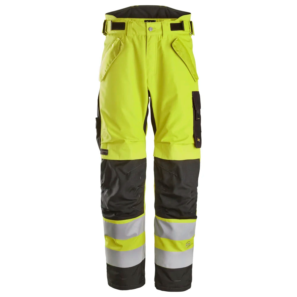 Snickers 6630 High-Vis Waterdichte 2-Laags Licht Gewatteerde 37.5  Werkbroek Klasse 2 6604 High Visibility Yellow Black