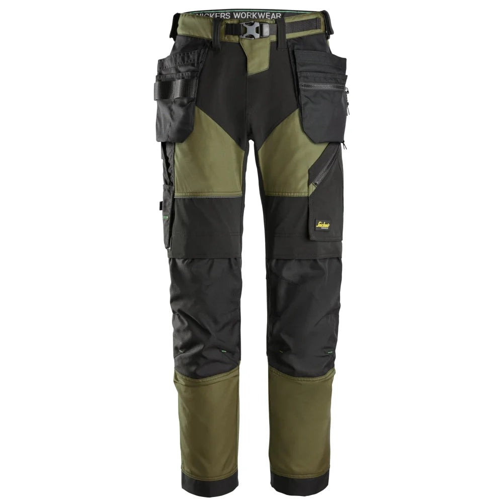 Snickers 6902 Flexiwork Werkbroek Met Holsterzakken 3104 Khaki Green Black