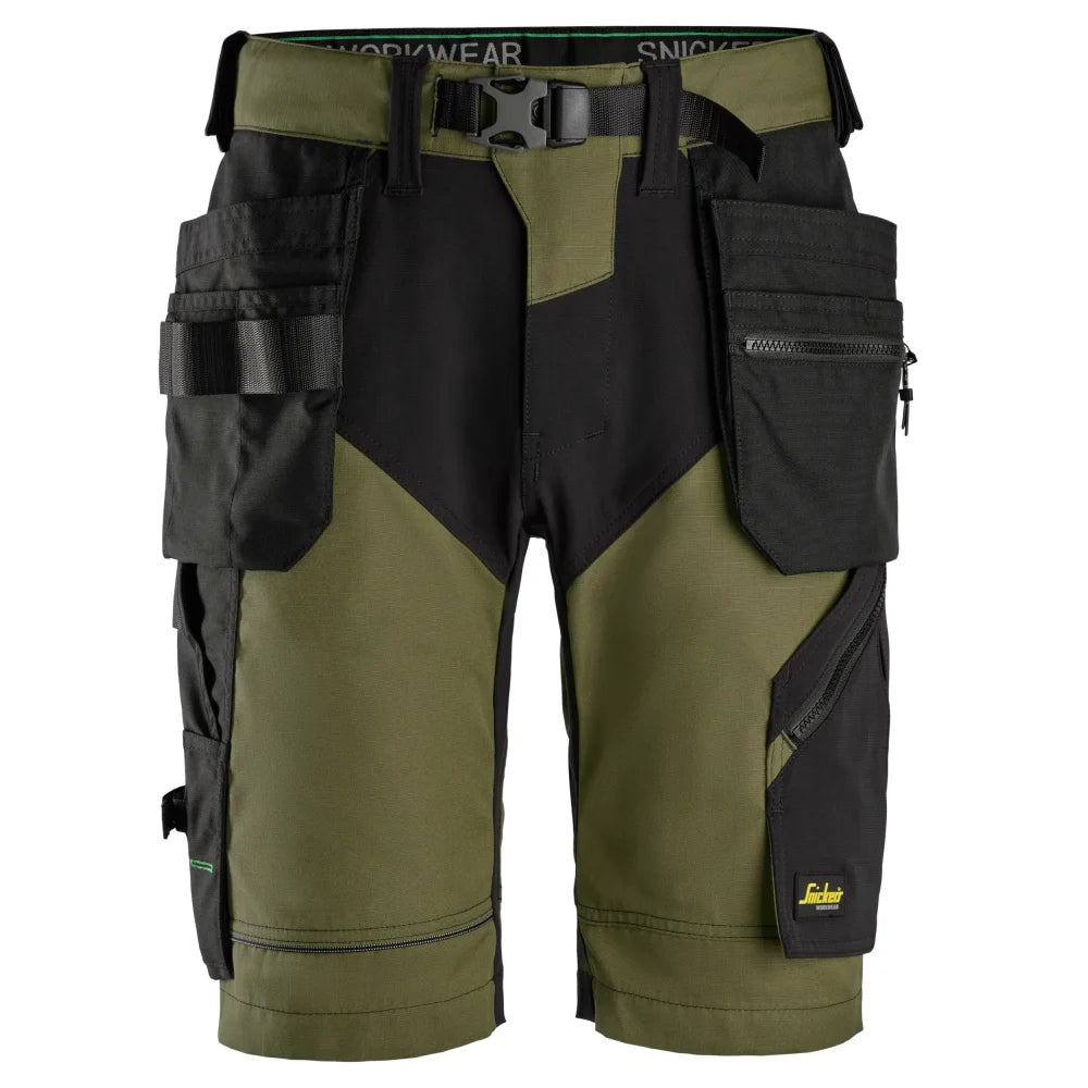 Snickers 6904 Flexiwork Werkshorts Met Holsterzakken 3104 Khaki Green Black