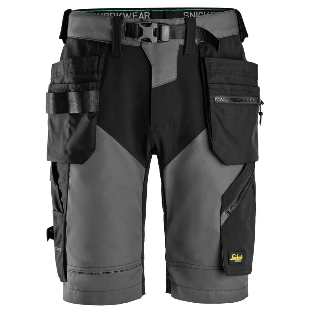 Snickers 6904 Flexiwork Werkshorts Met Holsterzakken 5804 Steel Grey Black