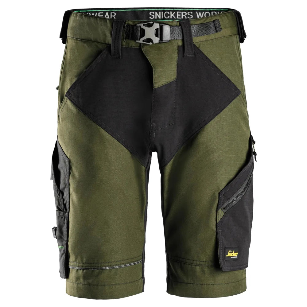 Snickers 6914 Flexiwork Werkshorts 3104 Khaki Green Black