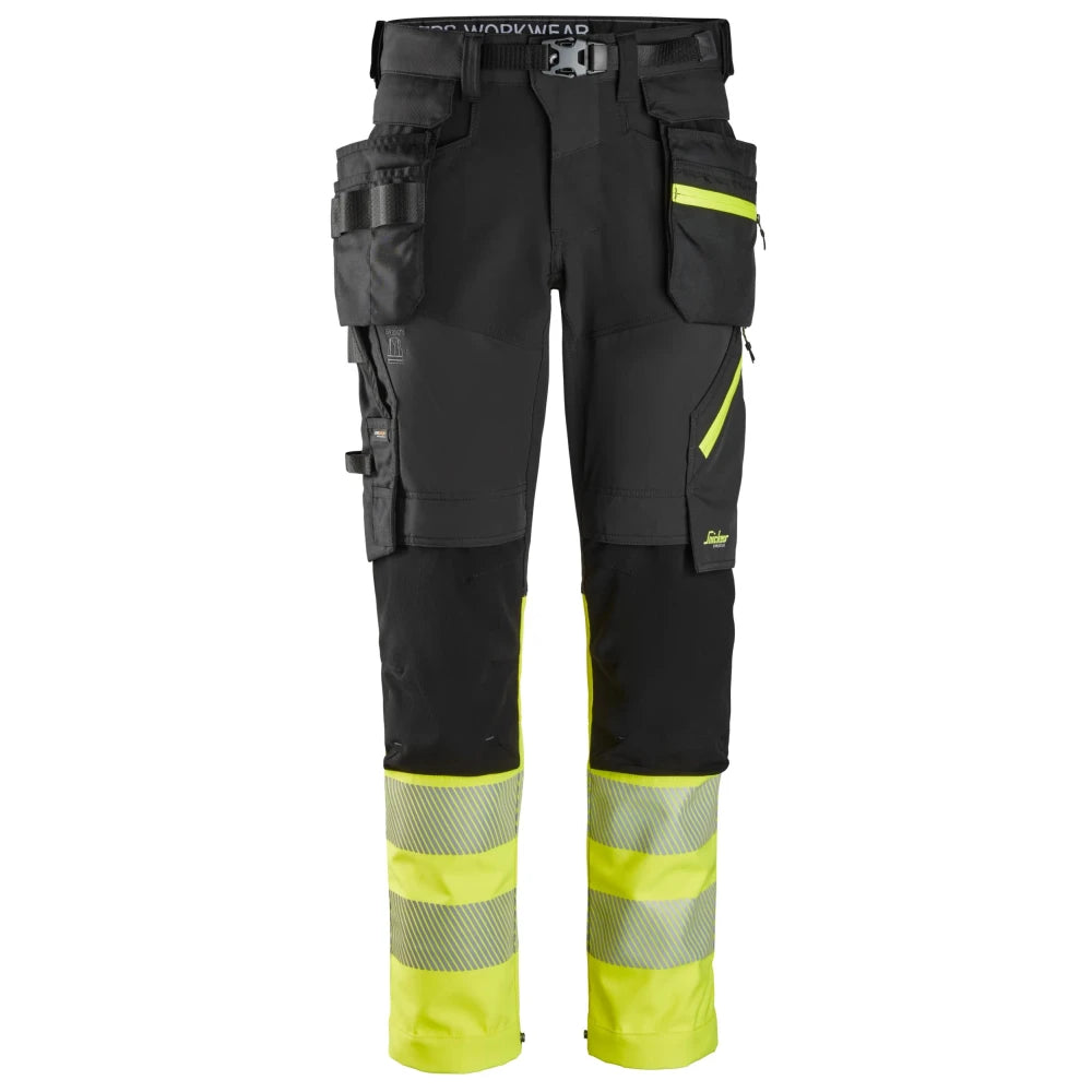 Snickers 6935 High-Vis Werkbroek Met Afneembare Holsterzakken Klasse 1 0466 Black High Visibility Yellow
