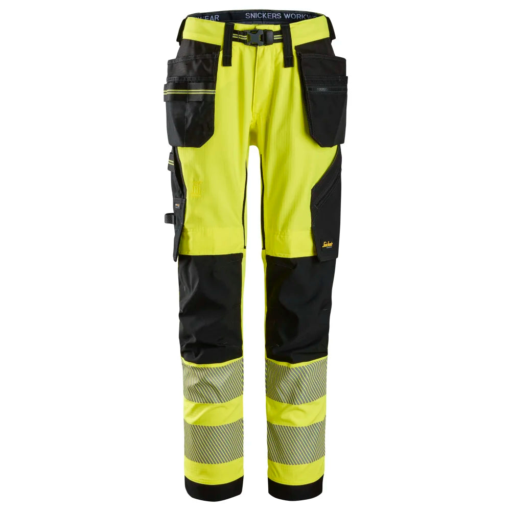 Snickers 6943 High-Vis Stretch Werkbroek Met Holsterzakken Klasse 2 6604 High Visibility Yellow Black