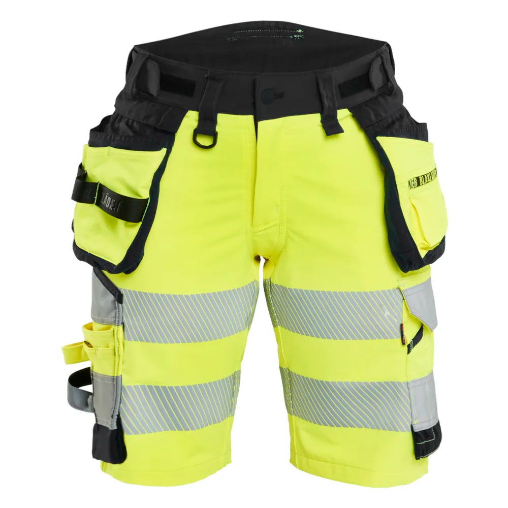 Blaklader 7020 1648 Dames High Vis Short 4-Weg Stretch Met Gereedschapzakken High Vis Geel Zwart