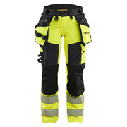Blaklader 7022 1648 Dames High Vis Werkbroek 4-Weg Stretch Met Gereedschapszakken High Vis Geel Zwart