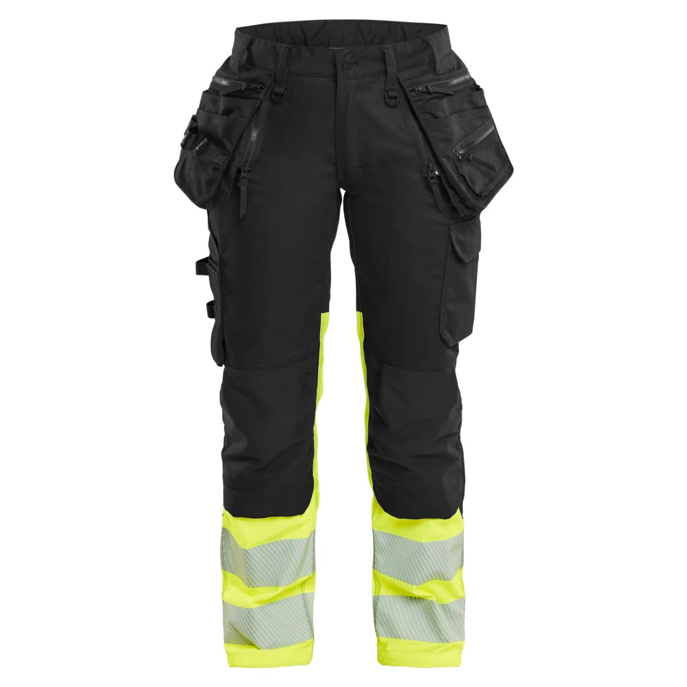 Blaklader 7030 1149 Dames High Vis Werkbroek Stretch Met Gereedschapszakken Zwart High Vis Geel