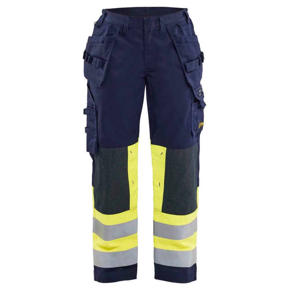 Blaklader 7081 1514 Dames Multinorm Werkbroek Met Gereedschapszakken Marine High Vis Geel