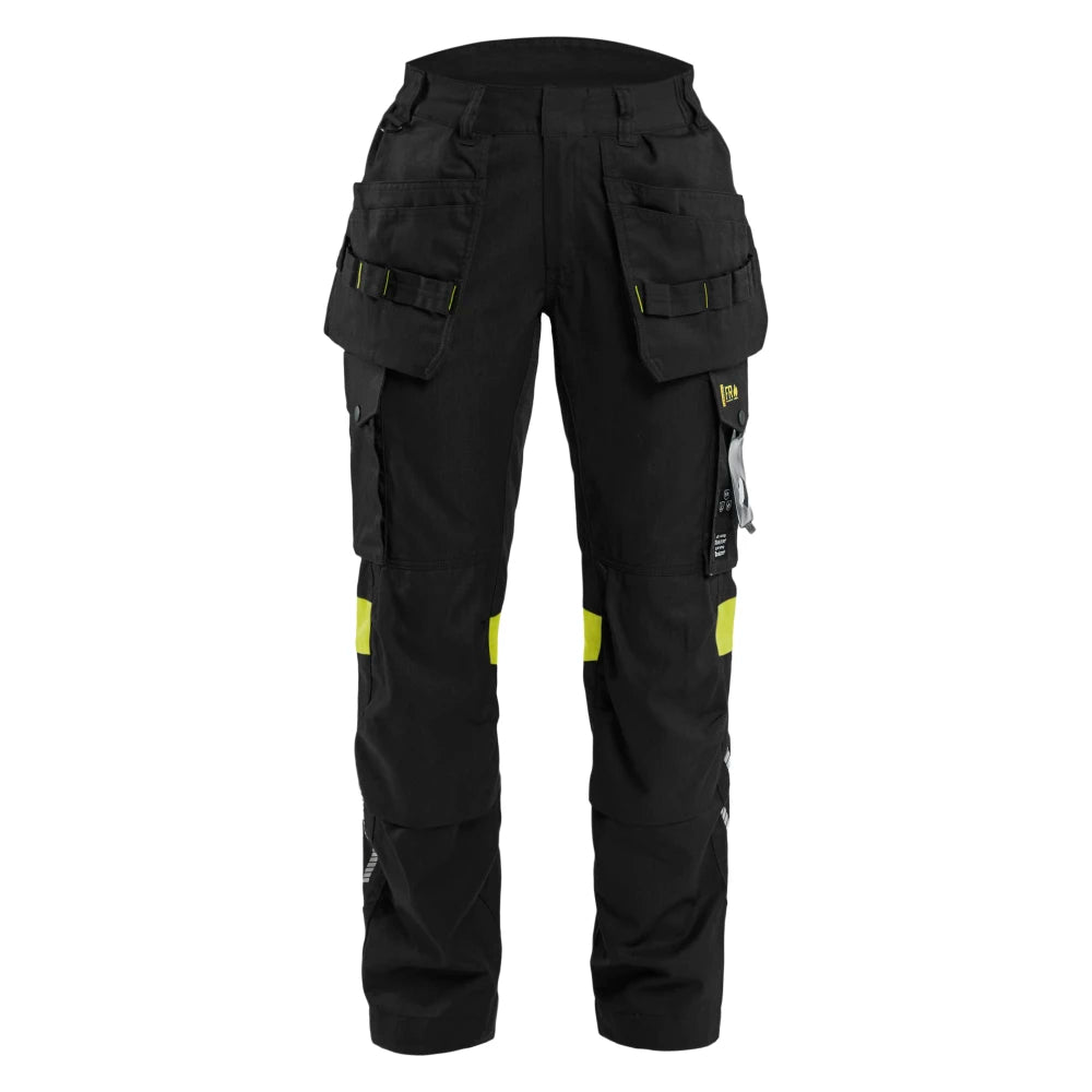 Blaklader 7108 1512 Dames Multinorm Werkbroek Inherent Met Gereedschapszakken Zwart High Vis Geel