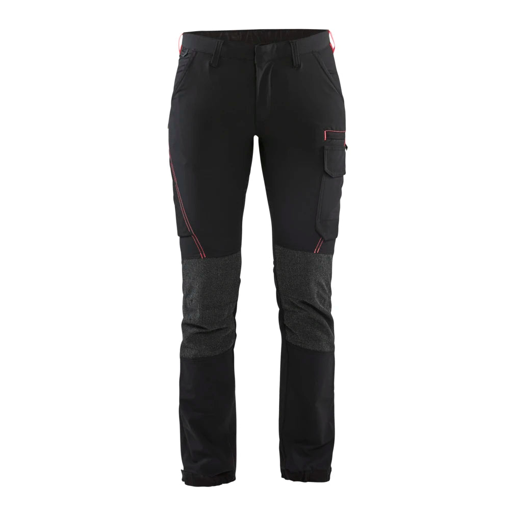 Blaklader 7122 1645 Dames Service Werkbroek 4-Weg Stretch Zwart Rood