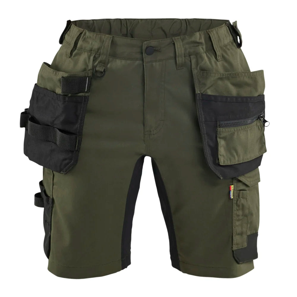 Blaklader 7133 1832 Dames Short 2-Weg Stretch Met Gereedschapszakken Donker Herfstgroen Zwart