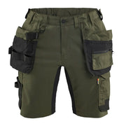Blaklader 7133 1832 Dames Short 2-Weg Stretch Met Gereedschapszakken Donker Herfstgroen Zwart
