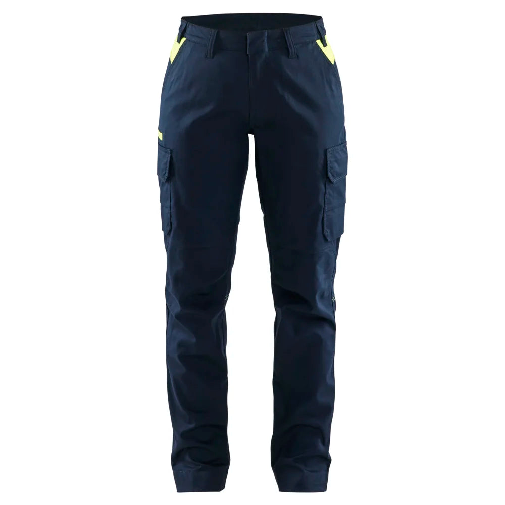 Blaklader 7144 1832 Dames Industrie Werkbroek Stretch Donker Marineblauw High Vis Geel
