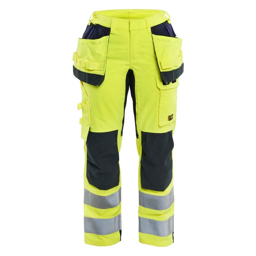 Blaklader 7145 1512 Dames Multinorm Werkbroek Met Stretch En Gereedschapszakken Inherent High Vis Geel Marineblauw