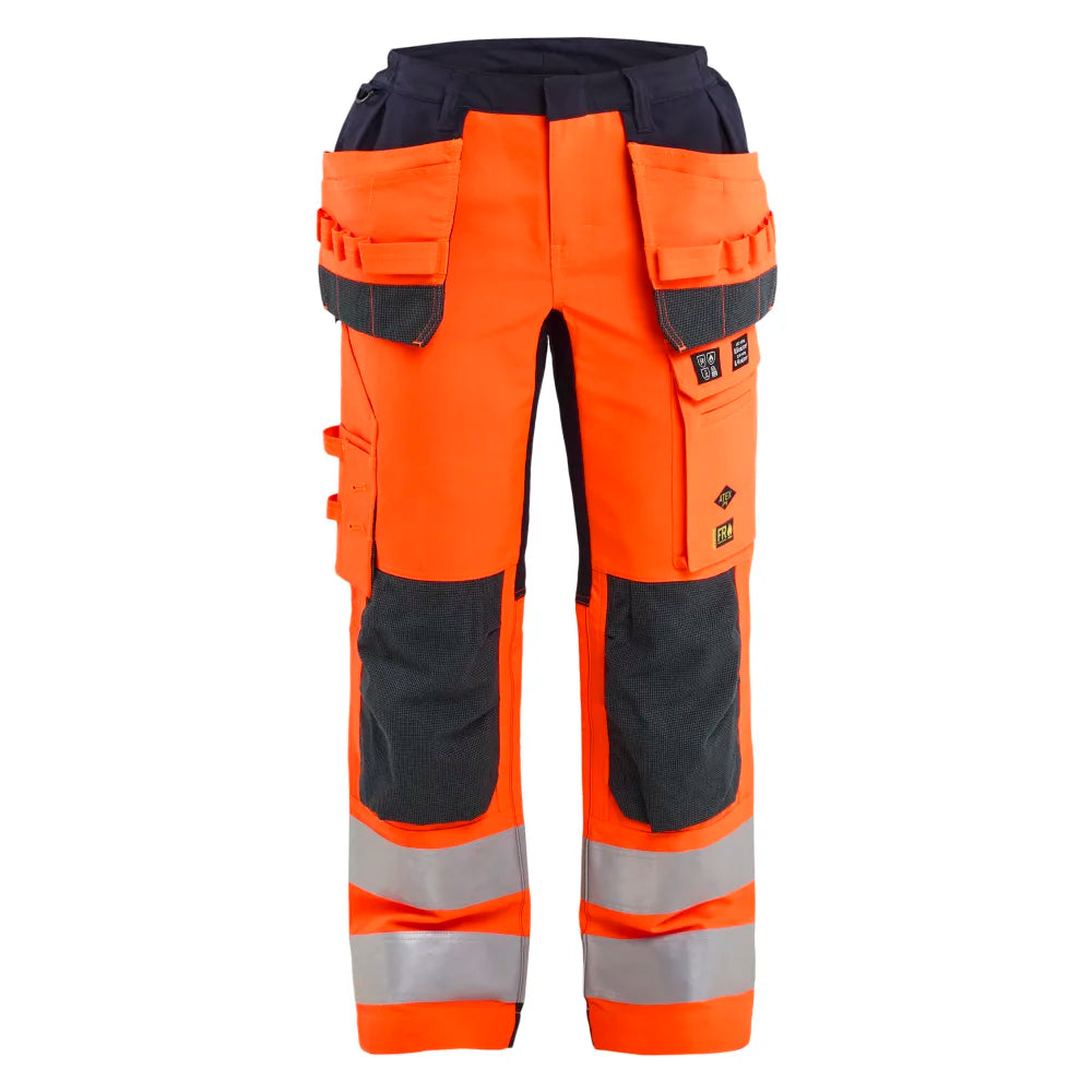 Blaklader 7145 1524 Dames Multinorm Werkbroek Stretch Met Gereedschapszakken Inherent High Vis Oranje Marineblauw