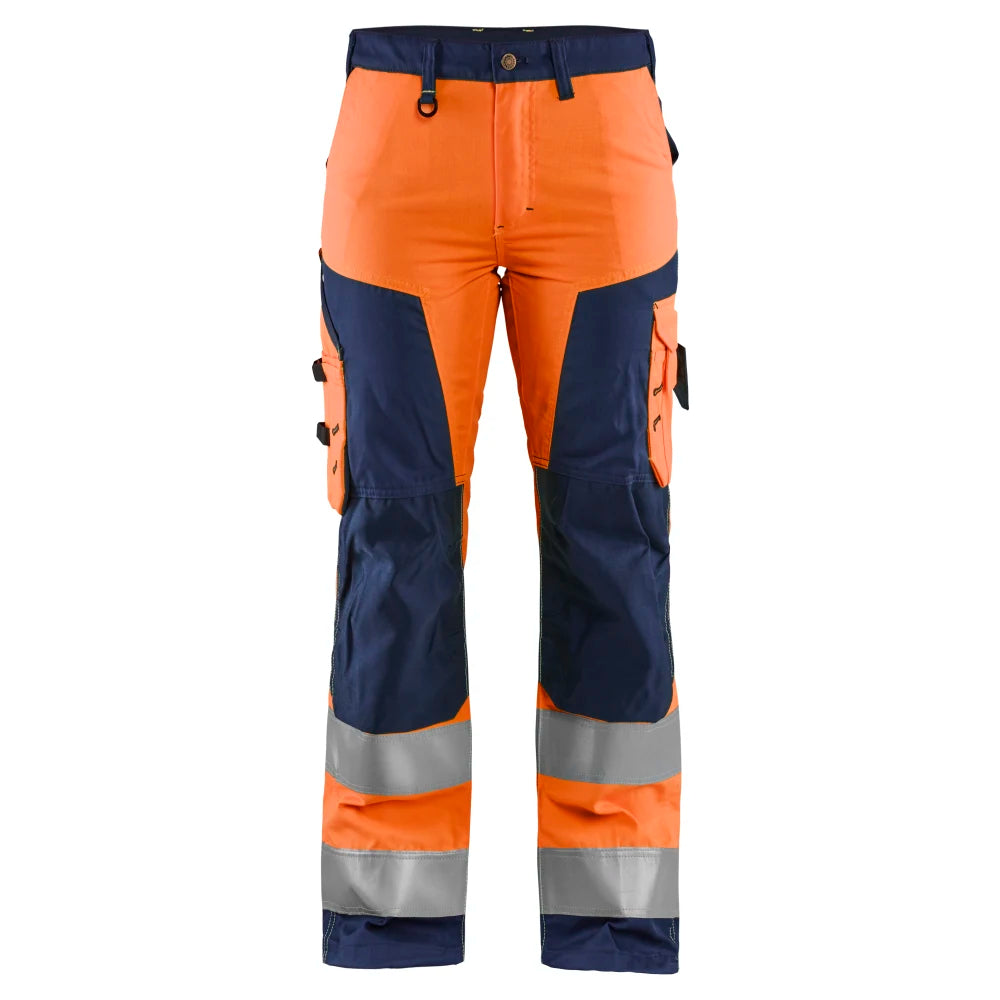 Blaklader 7155 1811 Dames High Vis Werkbroek High Vis Oranje Marineblauw