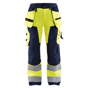 Blaklader 7156 1811 Dames High Vis Werkbroek Met Gereedschapzakken High Vis Geel Marineblauw