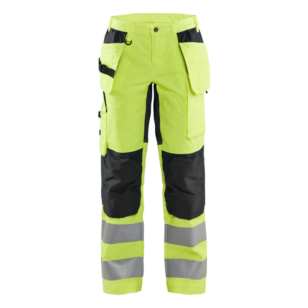 Blaklader 7163 1811 Dames High Vis Werkbroek Met Stretch En Gereedschapzakken High Vis Geel Zwart