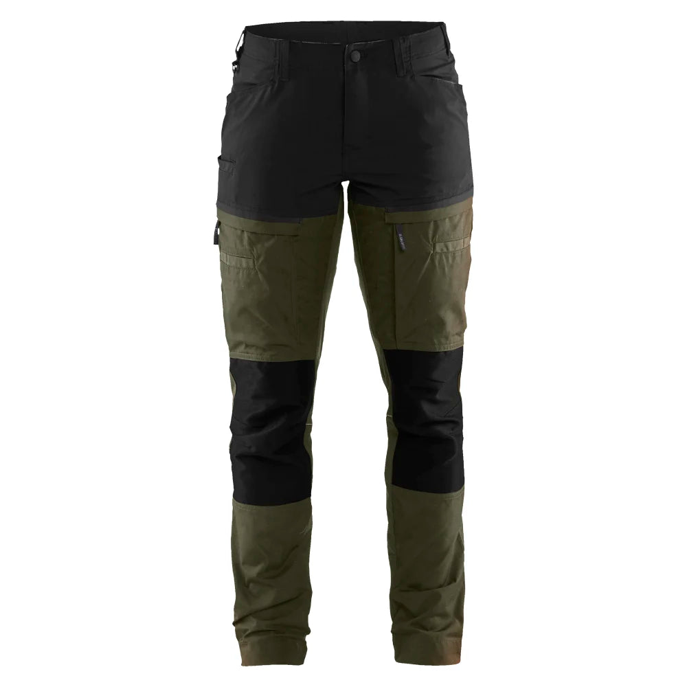 Blaklader 7166 1845 Dames Service Werkbroek Stretch Donker Herfstgroen Zwart