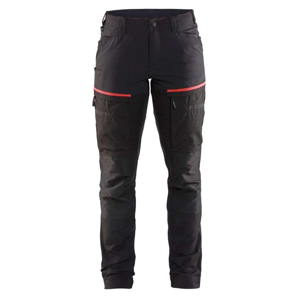 Blaklader 7166 1845 Dames Service Werkbroek Stretch Zwart Rood