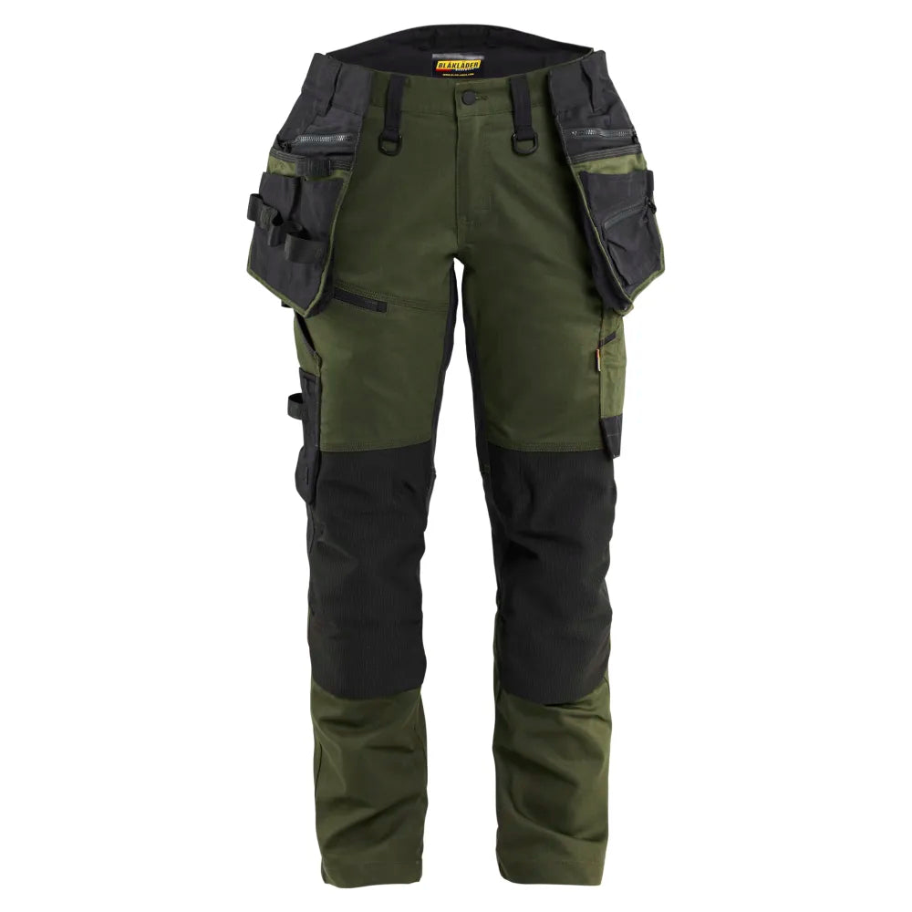 Blaklader 7170 1149 Striker Dames Werkbroek Met Stretch Donker Herfstgroen Zwart