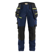 Blaklader 7170 1149 Striker Dames Werkbroek Met Stretch Donker Marineblauw High Vis Geel