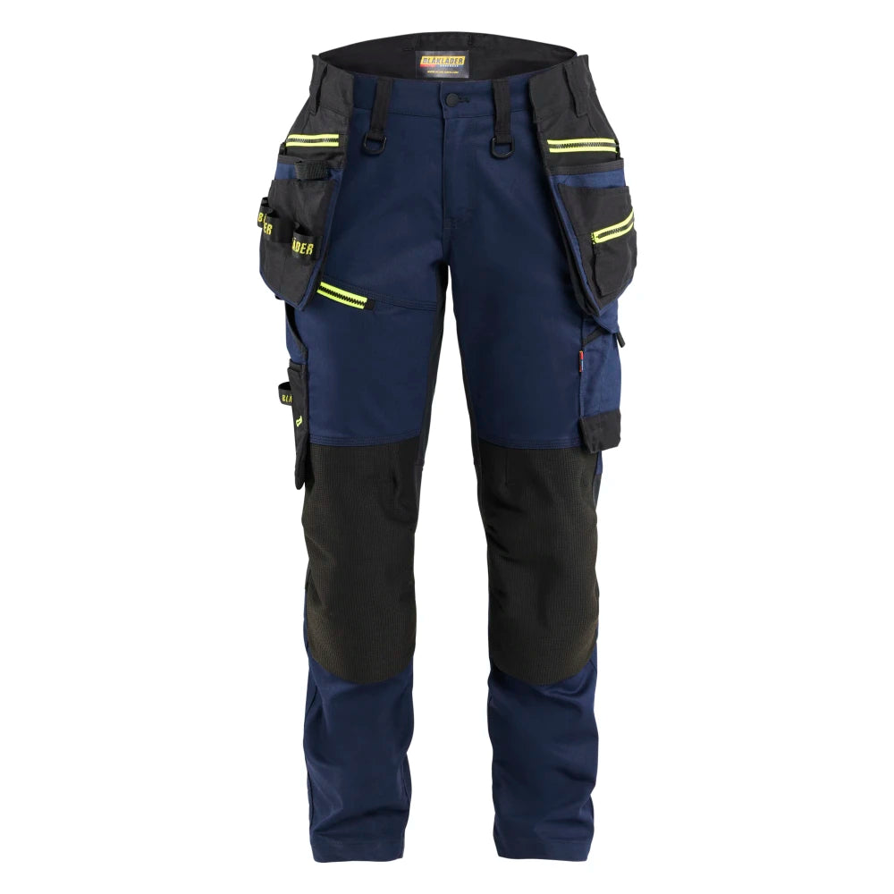 Blaklader 7170 1149 Striker Dames Werkbroek Met Stretch Donker Marineblauw High Vis Geel
