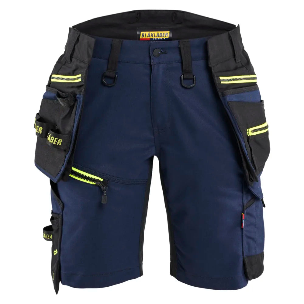 Blaklader 7175 1149 Ames Short 2-Weg Stretch Donker Marineblauw High Vis Geel