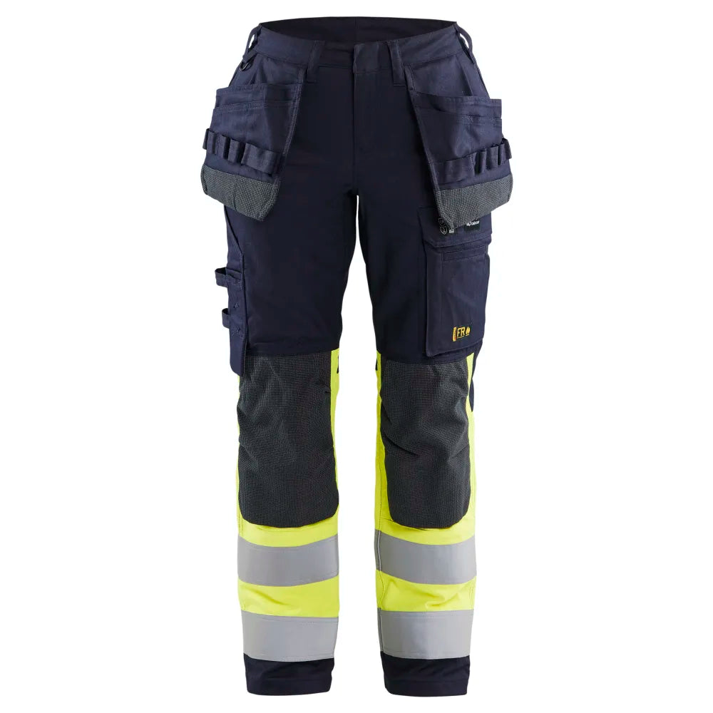 Blaklader 7185 1512 Dames Multinorm Werkbroek Stretch Inherent Met Gereedschapszakken Marine High Vis Geel