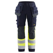 Blaklader 7185 1512 Dames Multinorm Werkbroek Stretch Inherent Met Gereedschapszakken Marine High Vis Geel