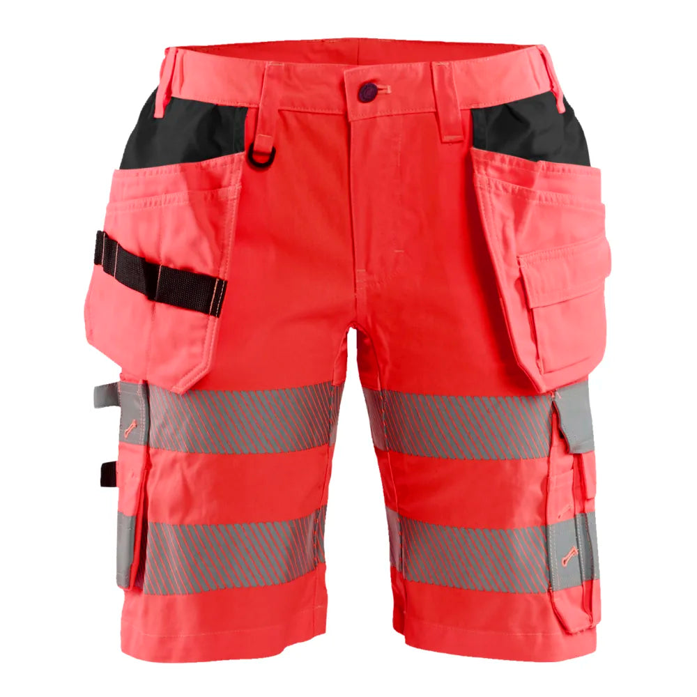 Blaklader 7186 1811 Dames High Vis Short Met Stretch En Gereedschapszakken High Vis Rood