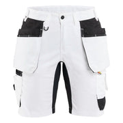 Blaklader 7233 1832 Dames Schildersshort Met Stretch En Gereedschapszakken Wit Zwart