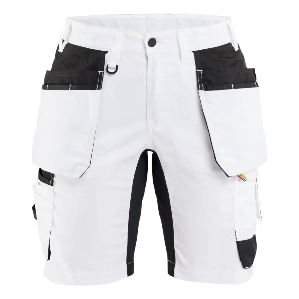 Blaklader 7233 1832 Dames Schildersshort Met Stretch En Gereedschapszakken Wit Zwart